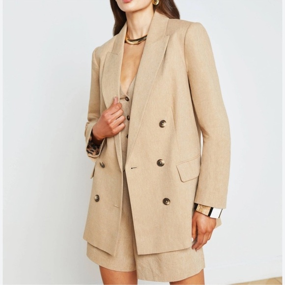 L'AGENCE Jackets & Blazers - L’AGENCE Aimee Linen Blend Boyfriend Blazer